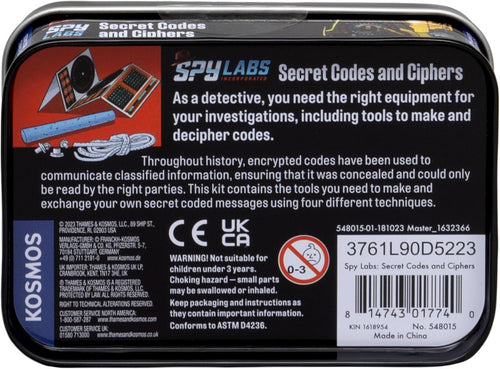 Spy Labs Secret Codes and Ciphers kit packaging with text and branding.